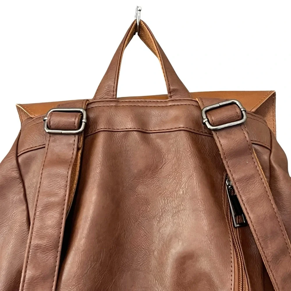 LXY Vegan Leather Backpack Vintage Style Bookbag Unisex